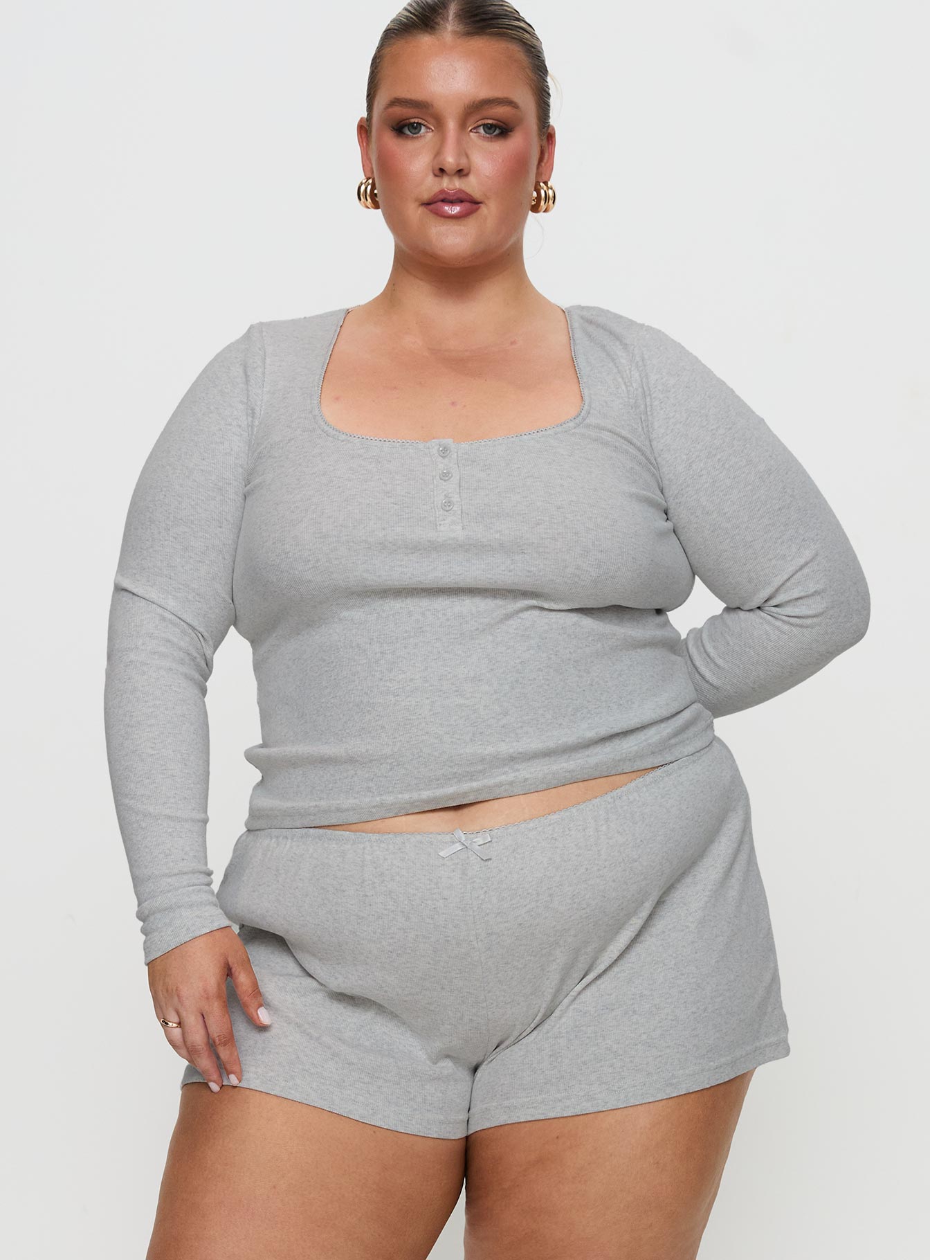 Sleepytea Rib Sleep Short Grey Curve Free Shipping Hot Sale