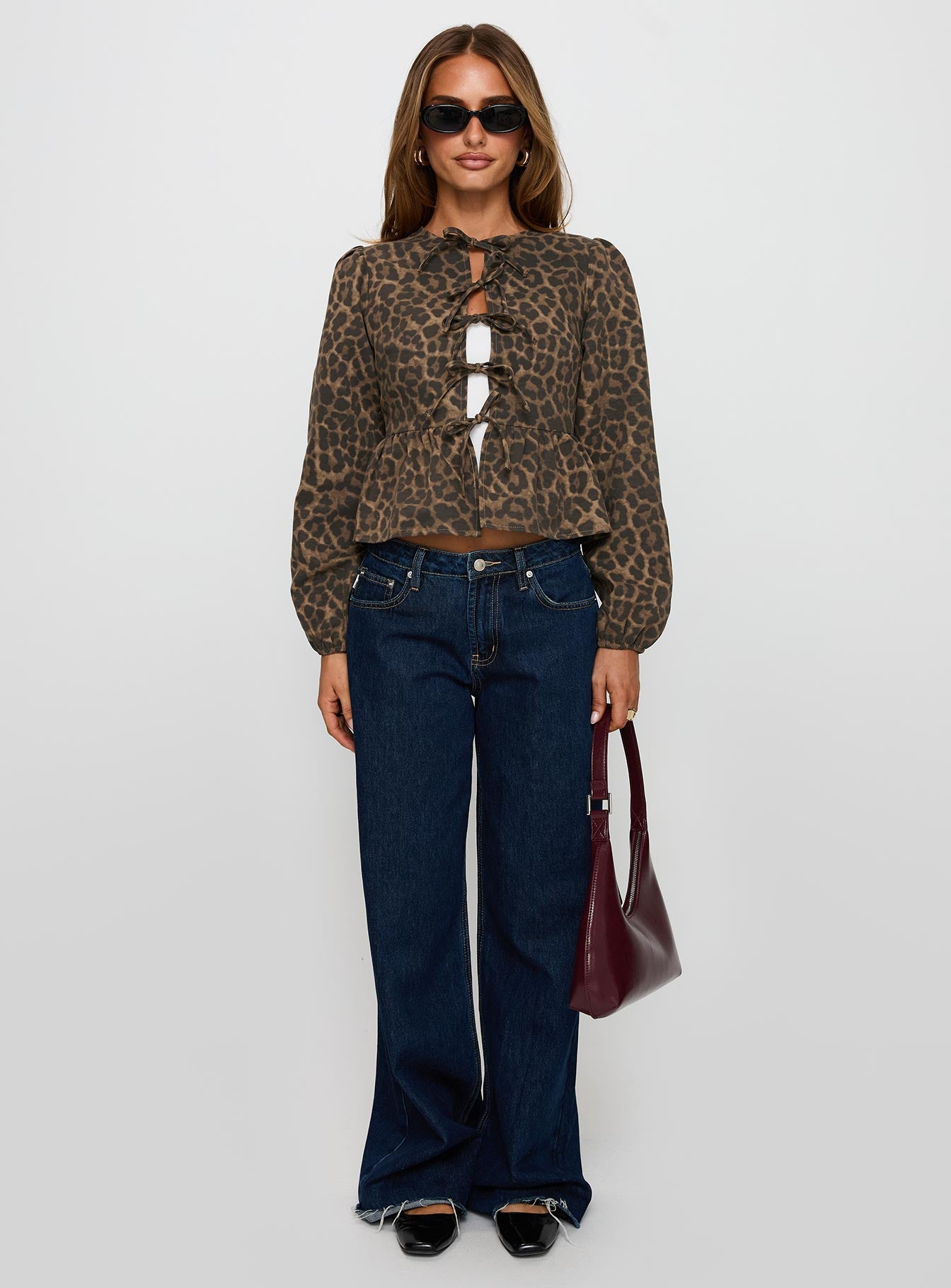 Recognize Tie Detail Long Sleeve Top Leopard Buy Cheap Explore