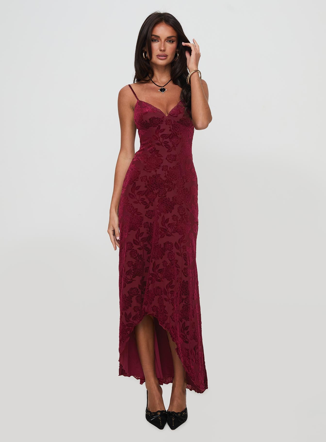 Rumours Slippy Burnout Maxi Dress Burgundy Looking For Cheap Pice