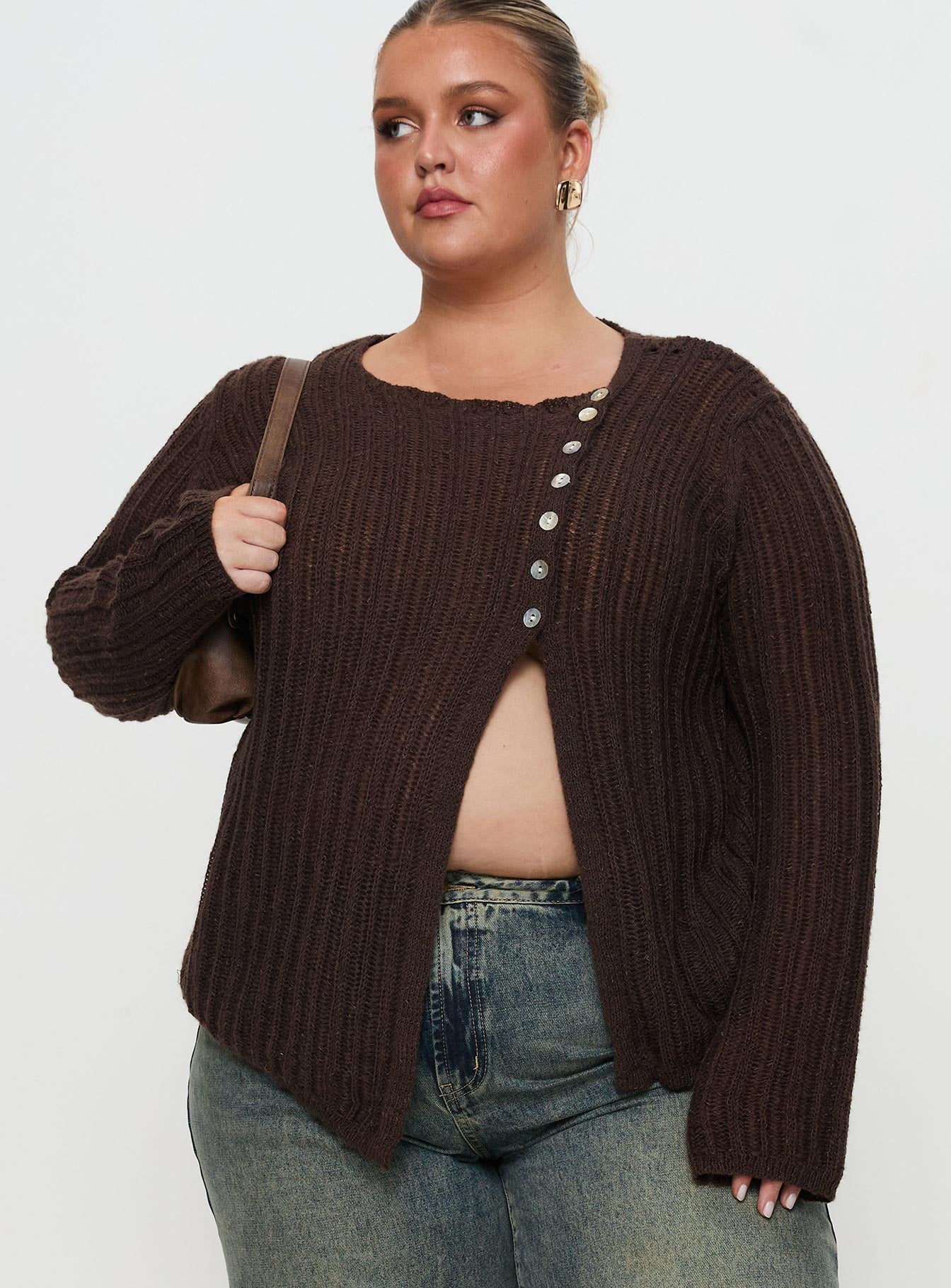 Lenker Knit Jumper Brown Curve Cheap Countdown Package