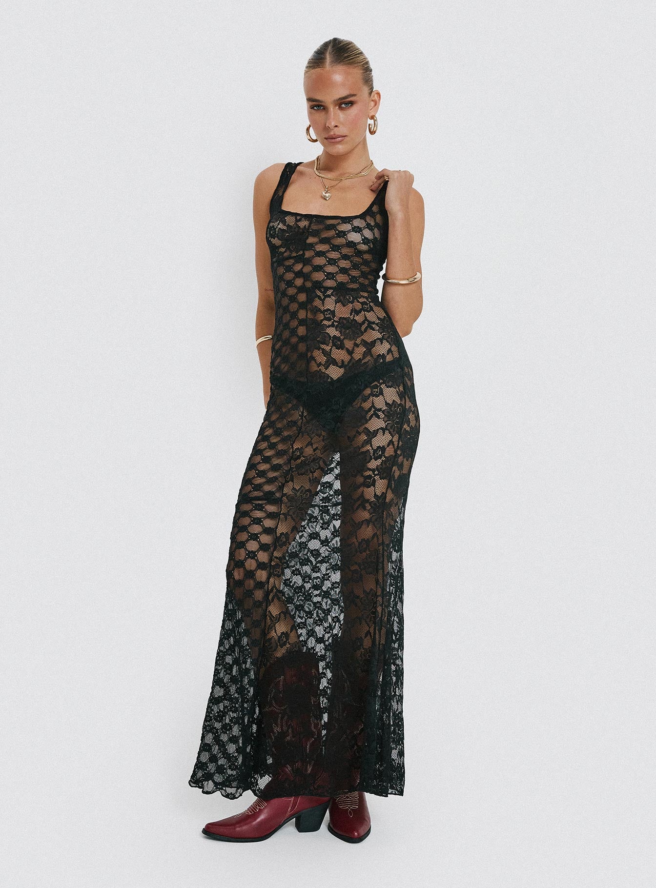 Zhara Lace Dress Black With Credit Card Online