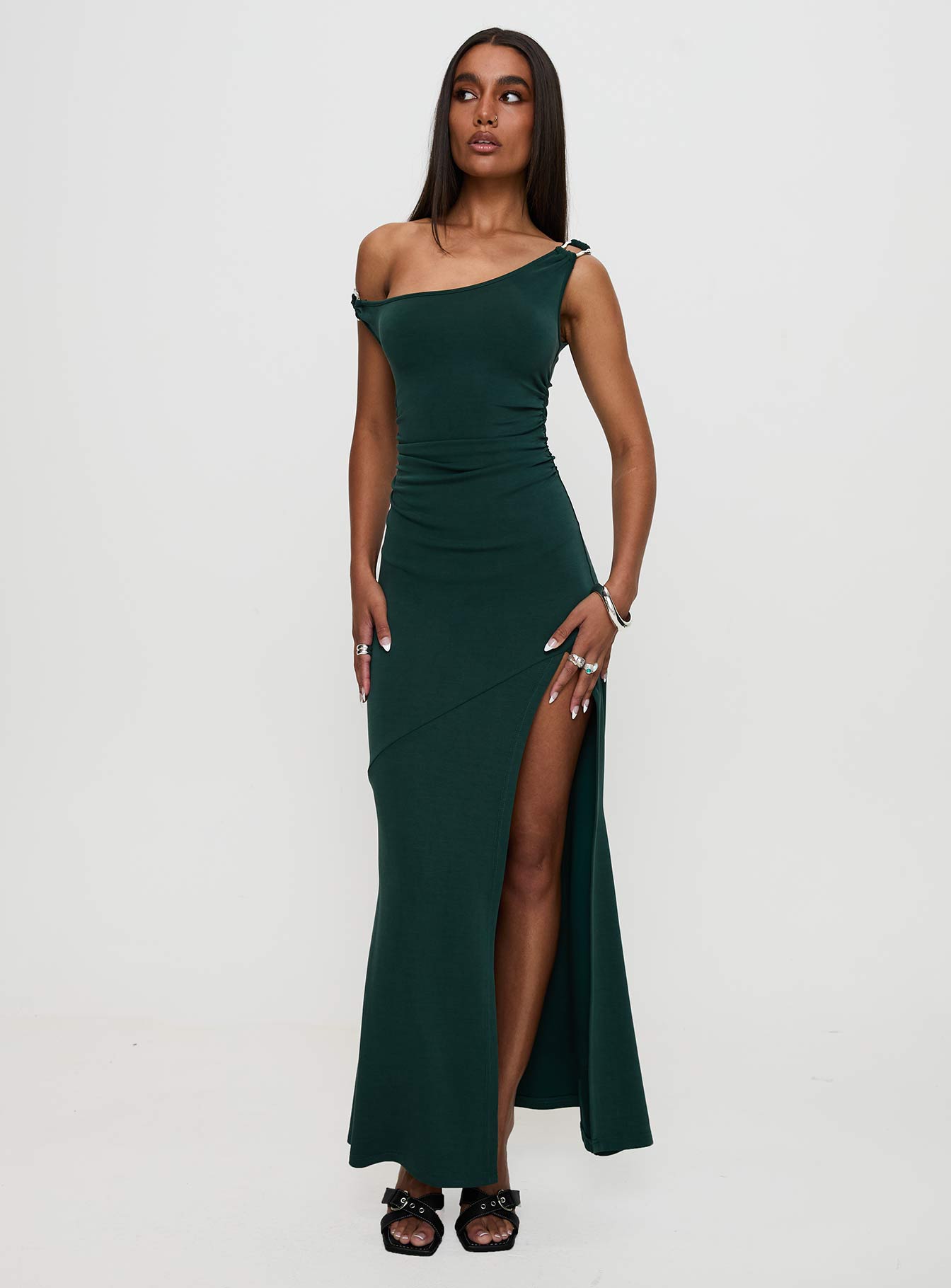 Rios One Shoulder Maxi Dress Green Cheap Pice Wholesale Pice