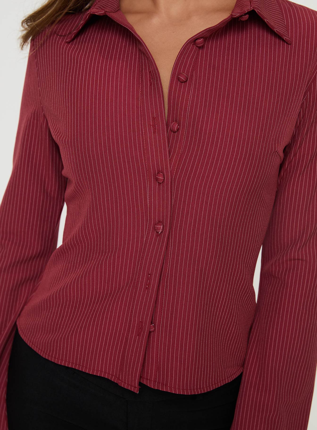 Anni Pinstripe Shirt Red Popular Cheap Online