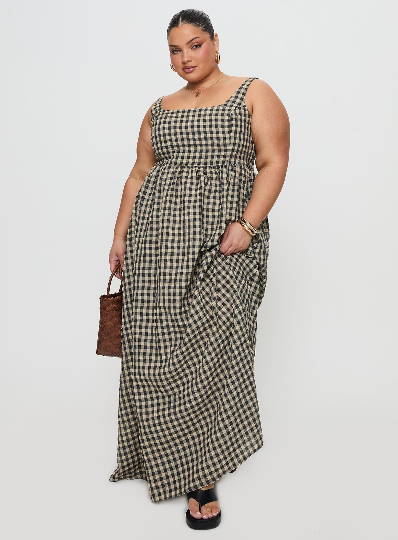 Cartmel Check Maxi Dress Black / Cream Curve Best Pices