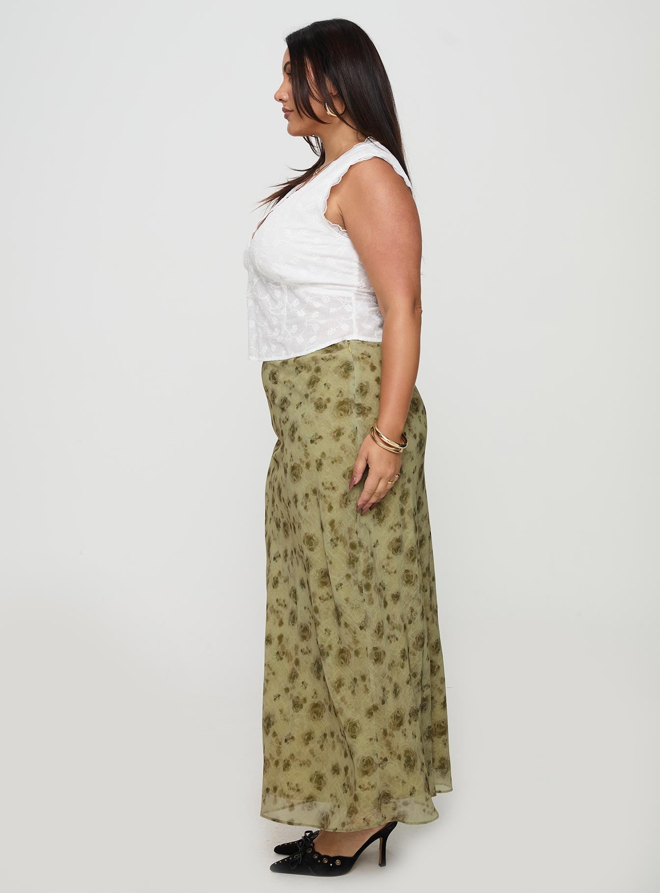 Piazia Maxi Skirt Green Curve Official For Sale