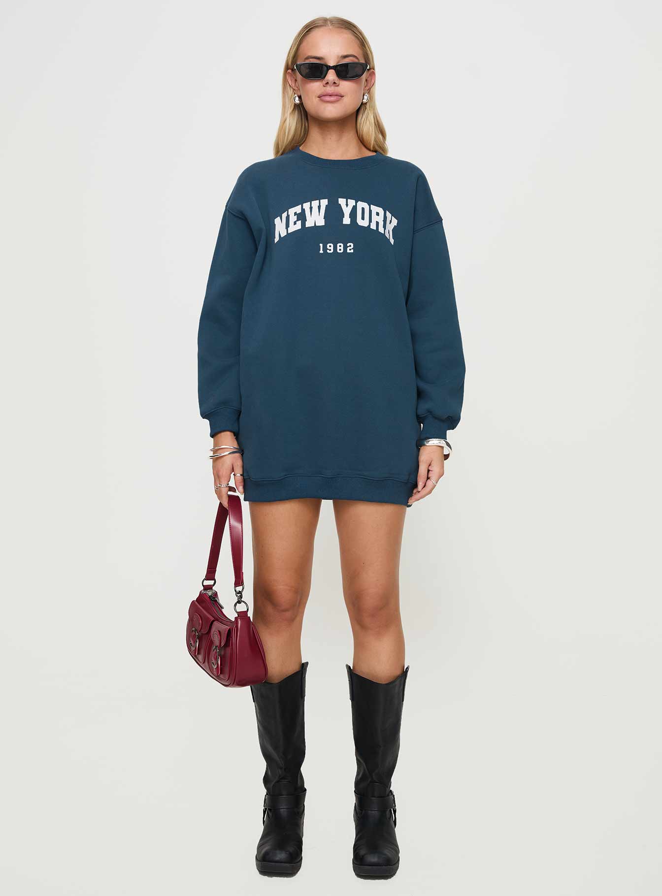 New York Minute Mini Sweatshirt Dress Navy Buy Cheap Free Shipping