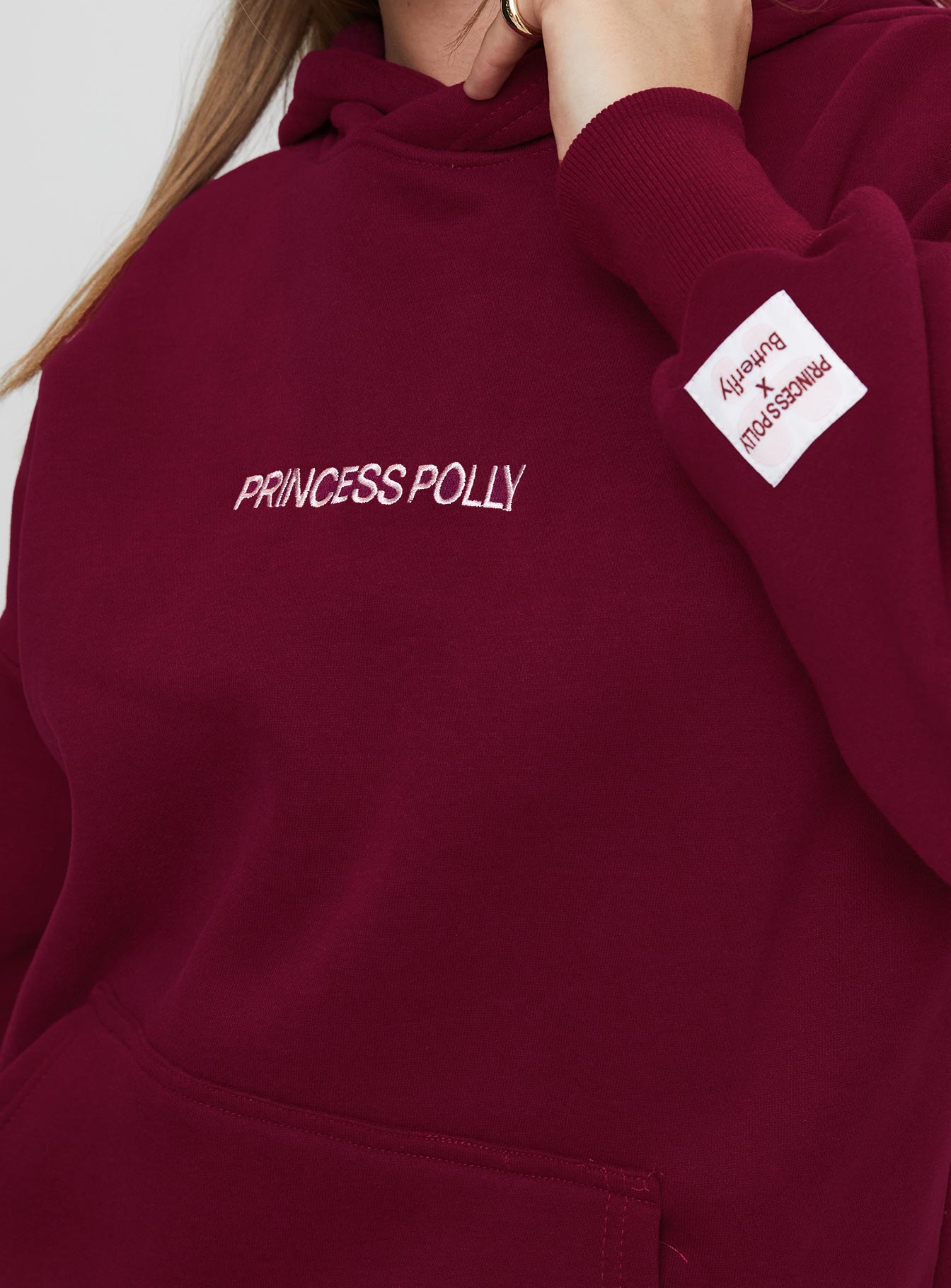 Princess Polly x Butterfly Foundation Charity Merch Hoody Wine Buy Cheap Manchester Great Sale