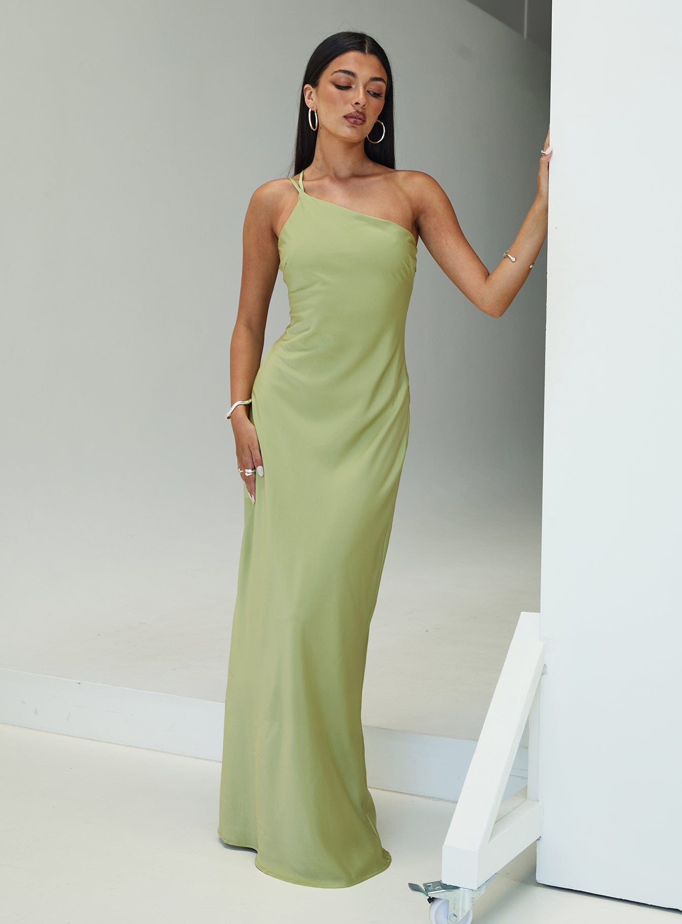 Nehemiah One Shoulder Maxi Dress Green 2025 New Cheap Pice