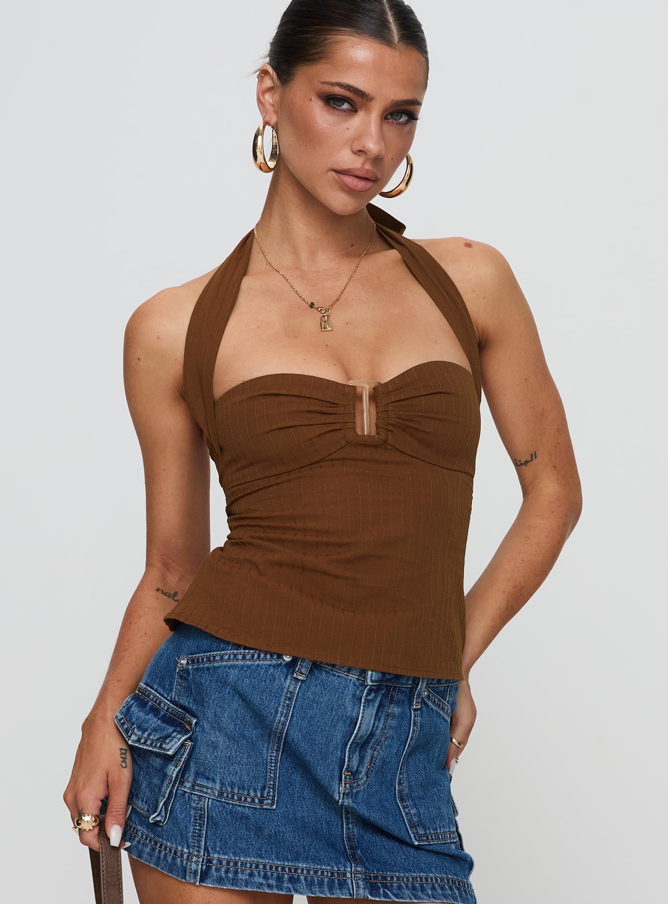 Isabetta Halter Top Chocolate Free Shipping Low Cost