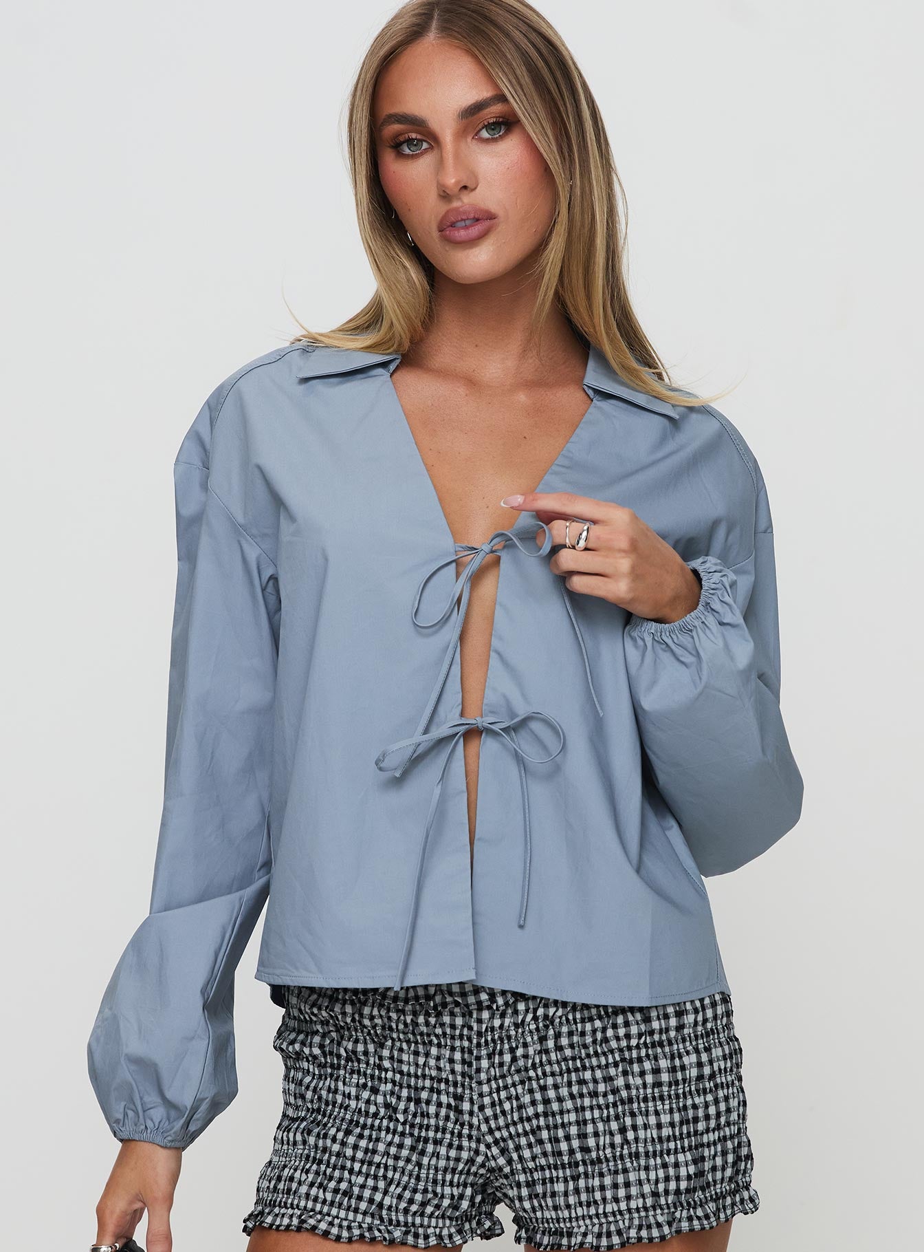 Rinon Long Sleeve Top Steel Sale Online Cheap