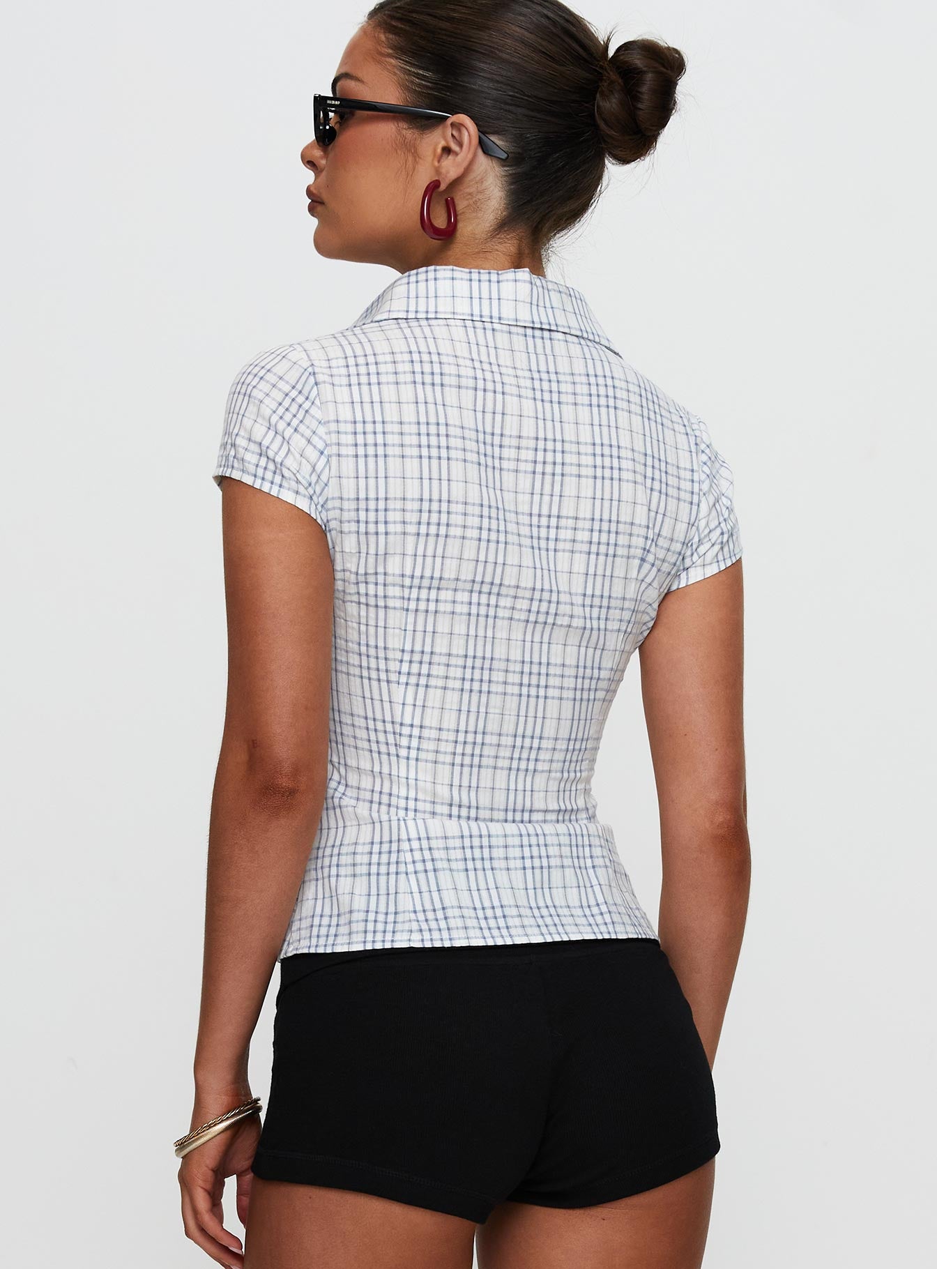 Cottesloe Blouse Top Blue Check 2025 Unisex