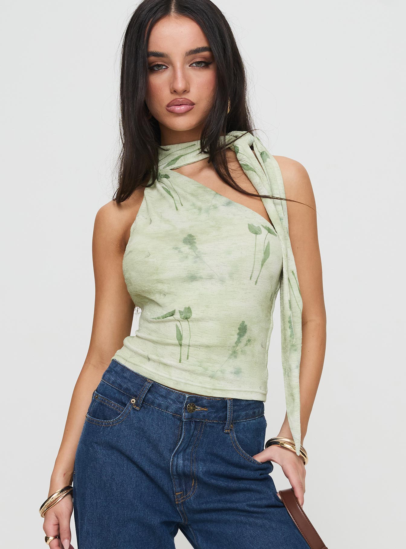 Anderstone Neck Tie Top Green Clearance With Mastercard