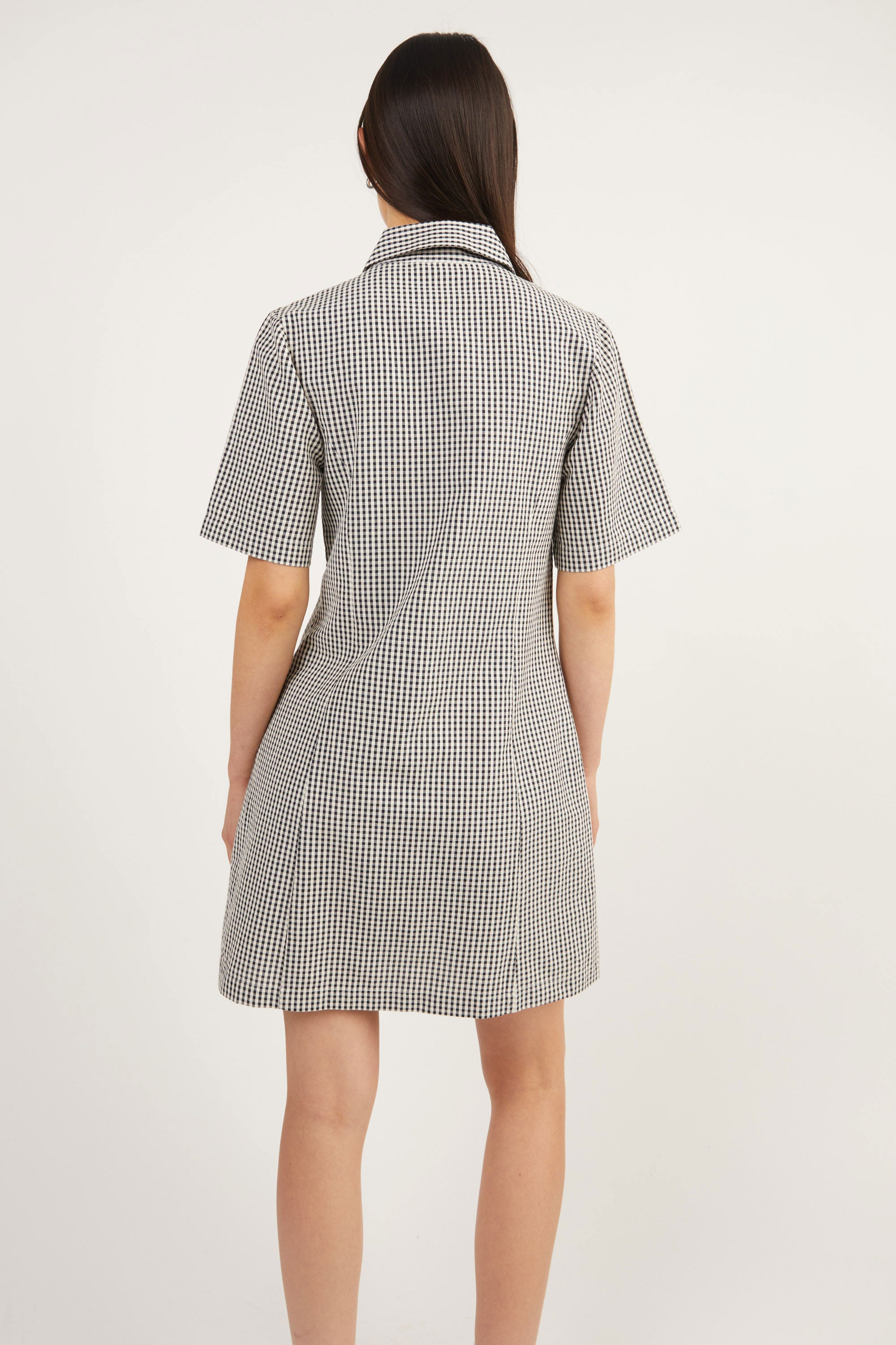 COLLARED MINI GINGHAM DRESS Genuine For Sale