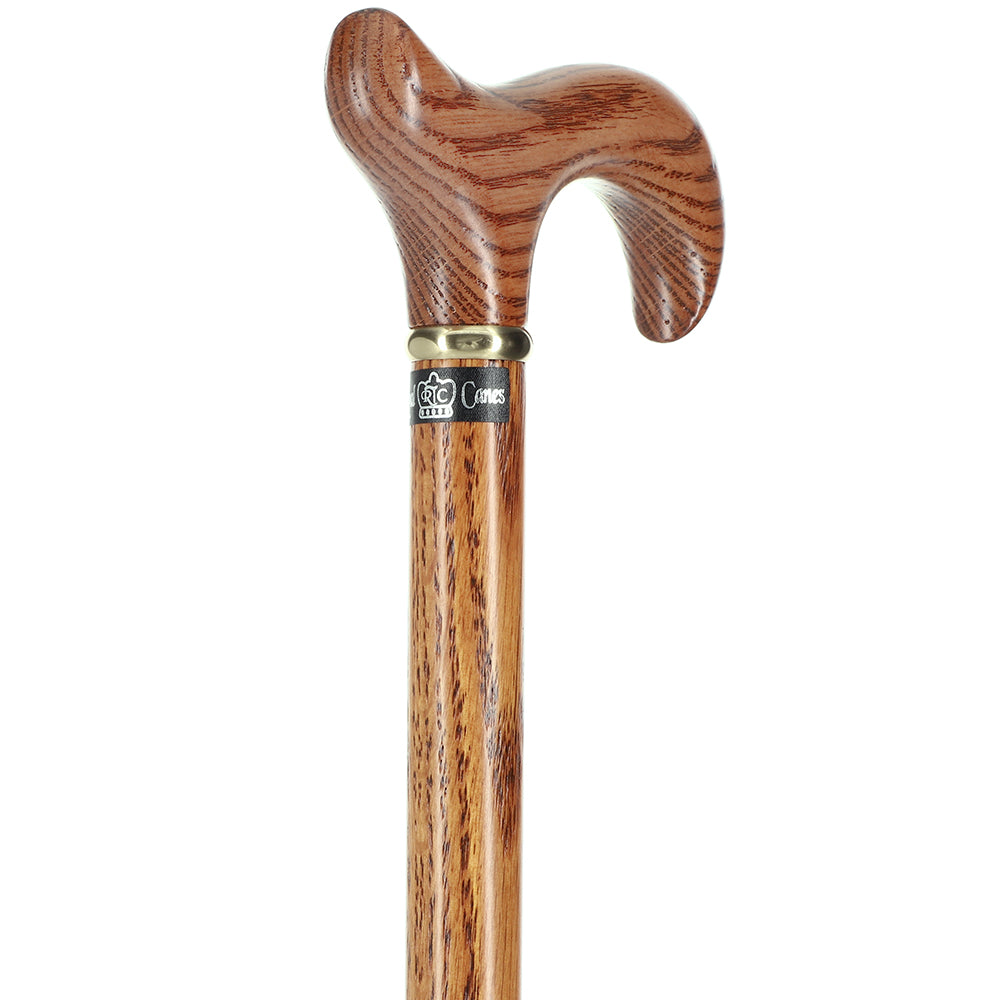 Strong Natural Oak Derby Cane with Gold Collar Free Shipping Big Discount