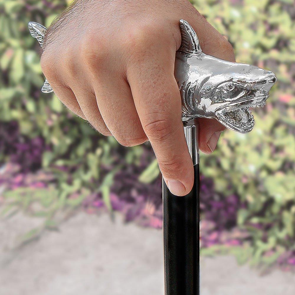 Great White Shark Nickel Plated Handle Cane w/ Custom Shaft & Collar Countdown Package Online