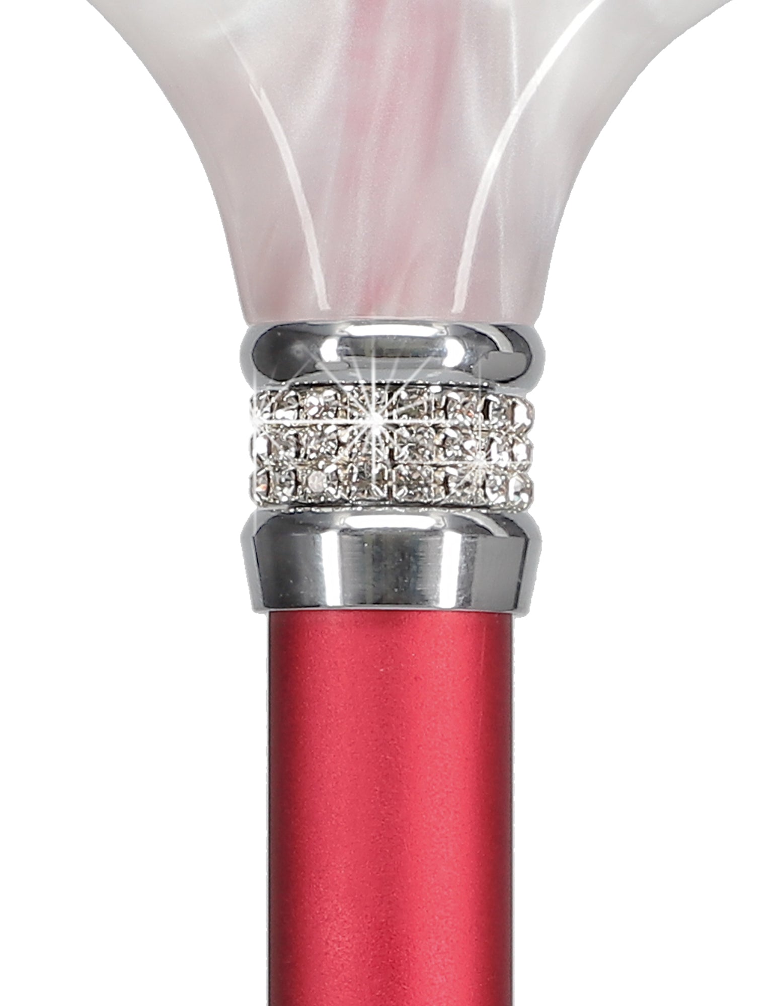 Rhinestone Designer Cane: Crimson Daytime Red Pearlz Free Shipping Deals