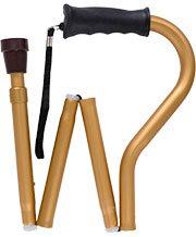 Scratch & Dent Gold Adjustable Folding Offset Walking Cane with Comfort Grip V1281 Shop For Sale