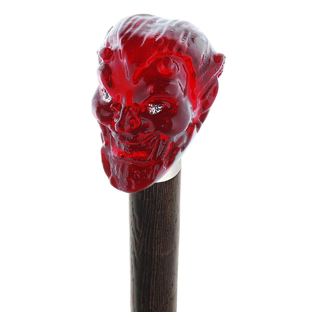 Sinister Red Devil Knob Cane w/ Custom Wood Shaft & Collar Discount Sale Online