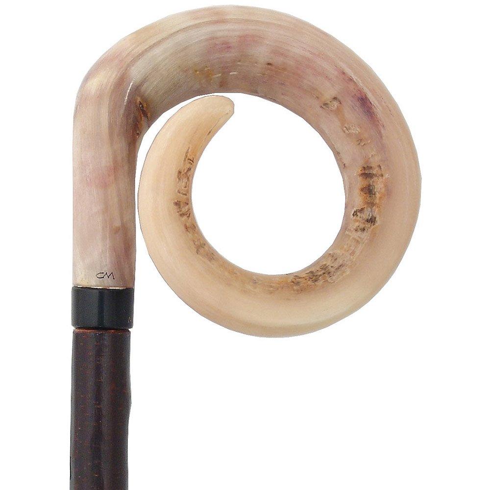 Curly Rams horn Handle Hiking Staff With Blackthorn wood Shaft Discount Low Shipping Fee