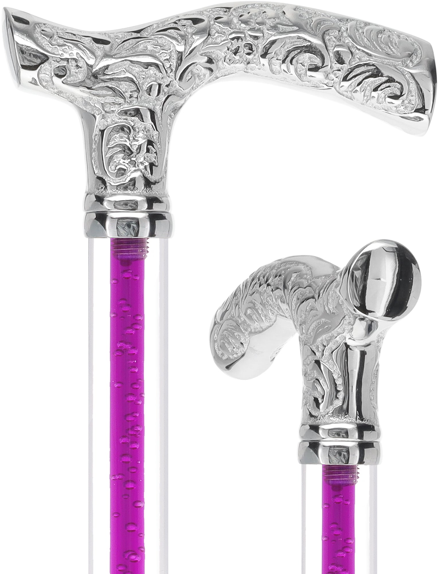 Color Crystal Elegance Chrome Fritz Cane with Invisible Acrylic Shaft Options Free Shipping Genuine