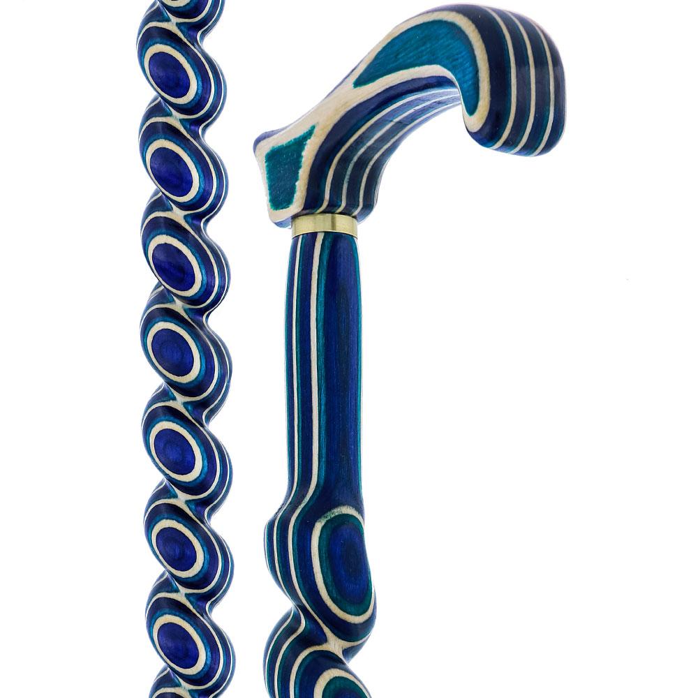USA-Made Twisted Spiral Cane: Highlander Blue Durable Laminate 2025 New