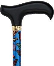 Scratch and Dent Blue Skies Butterfly Adjustable Derby Walking Cane with Engraved Collar V2052 Buy Cheap With Credit Card