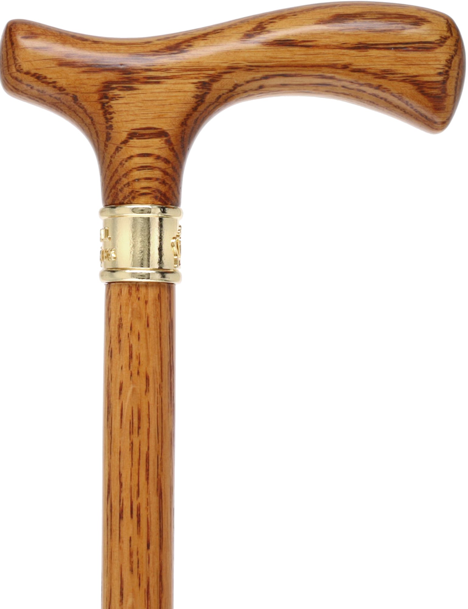 Elegant Fritz Oak Cane w/ Embossed Brass Collar Clearance 100% Guaranteed