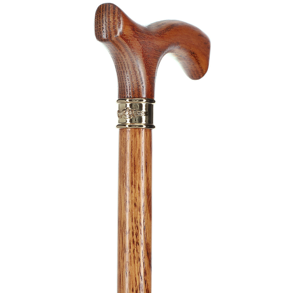 Elegant Fritz Oak Cane w/ Embossed Brass Collar Clearance 100% Guaranteed