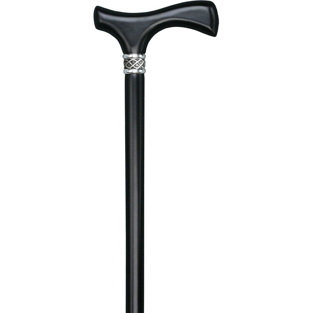 Scratch & Dent Slim Line Fritz Walking Cane With Black Beechwood Shaft and Braided Pewter Collar V1355 Cheap Sale Marketable