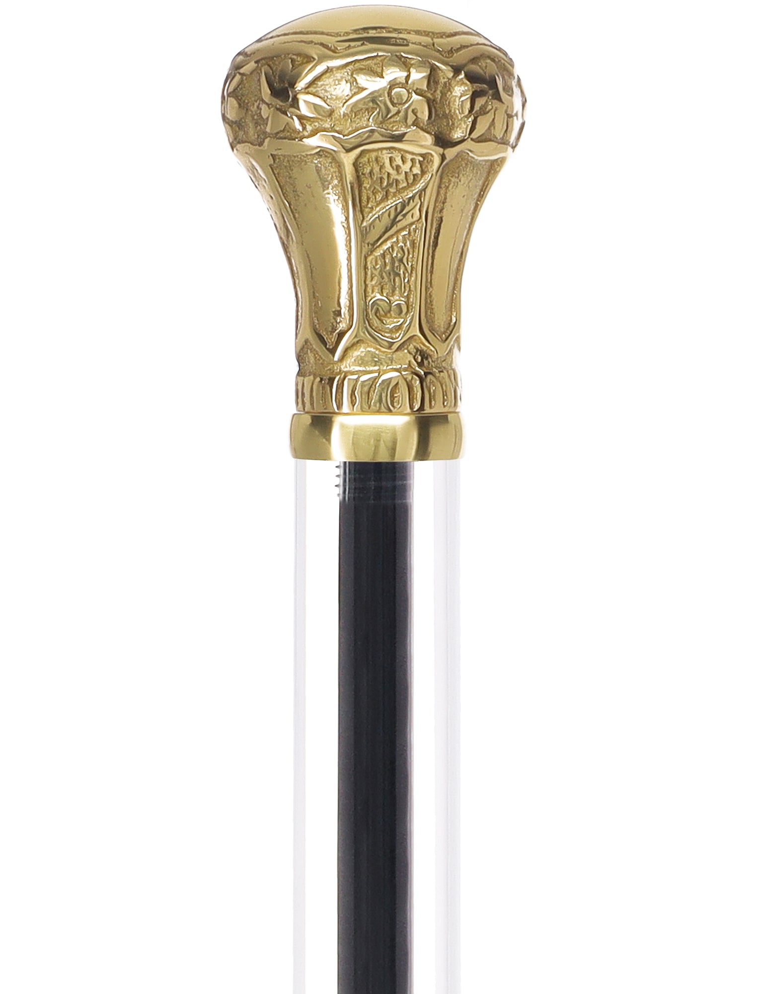 Crystal Elegance Brass Knob Cane with Invisible Acrylic Shaft Options Outlet Huge Surprise