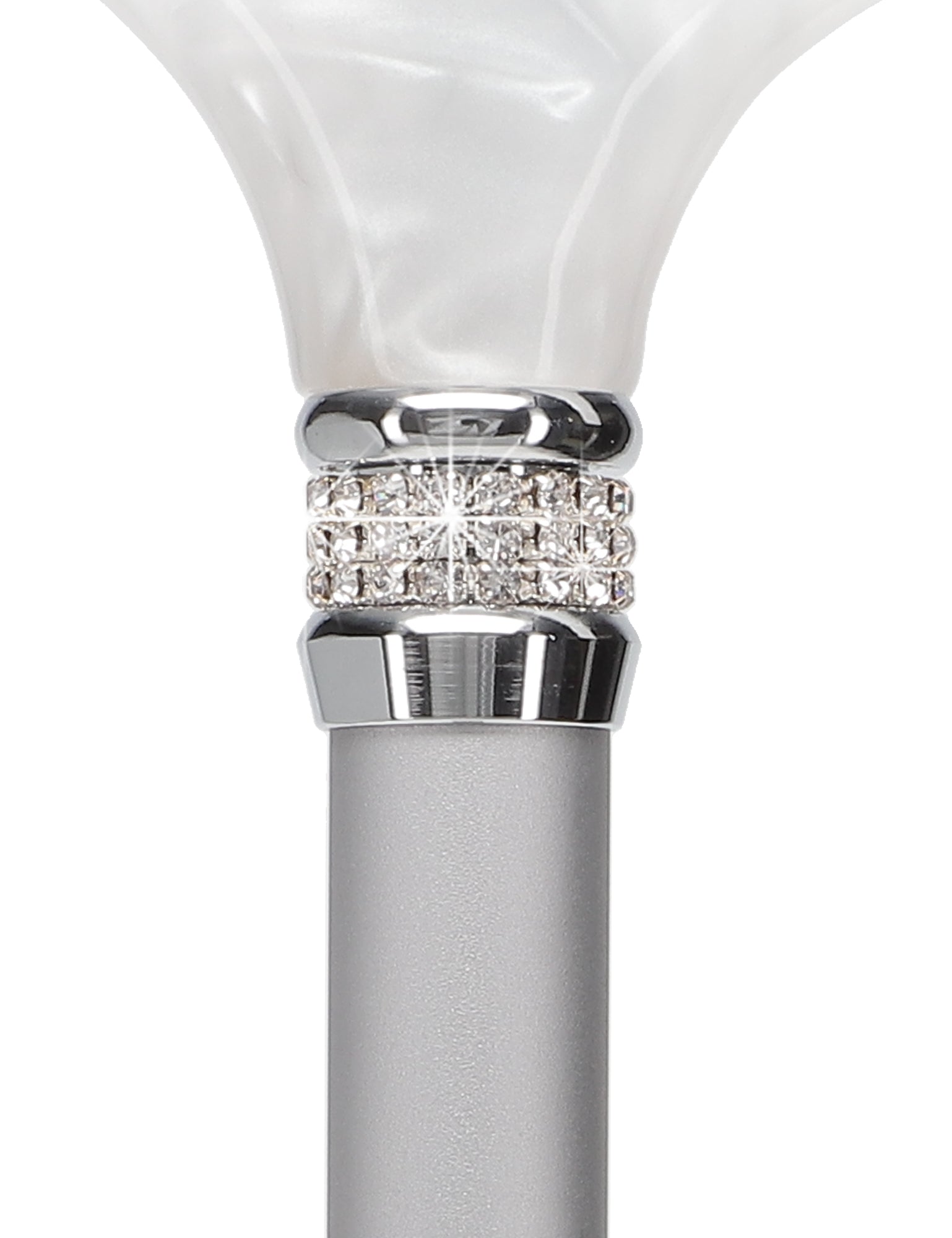 Rhinestone Designer Cane: Platinum Pearlz with White Swirl Clearance Online Amazon