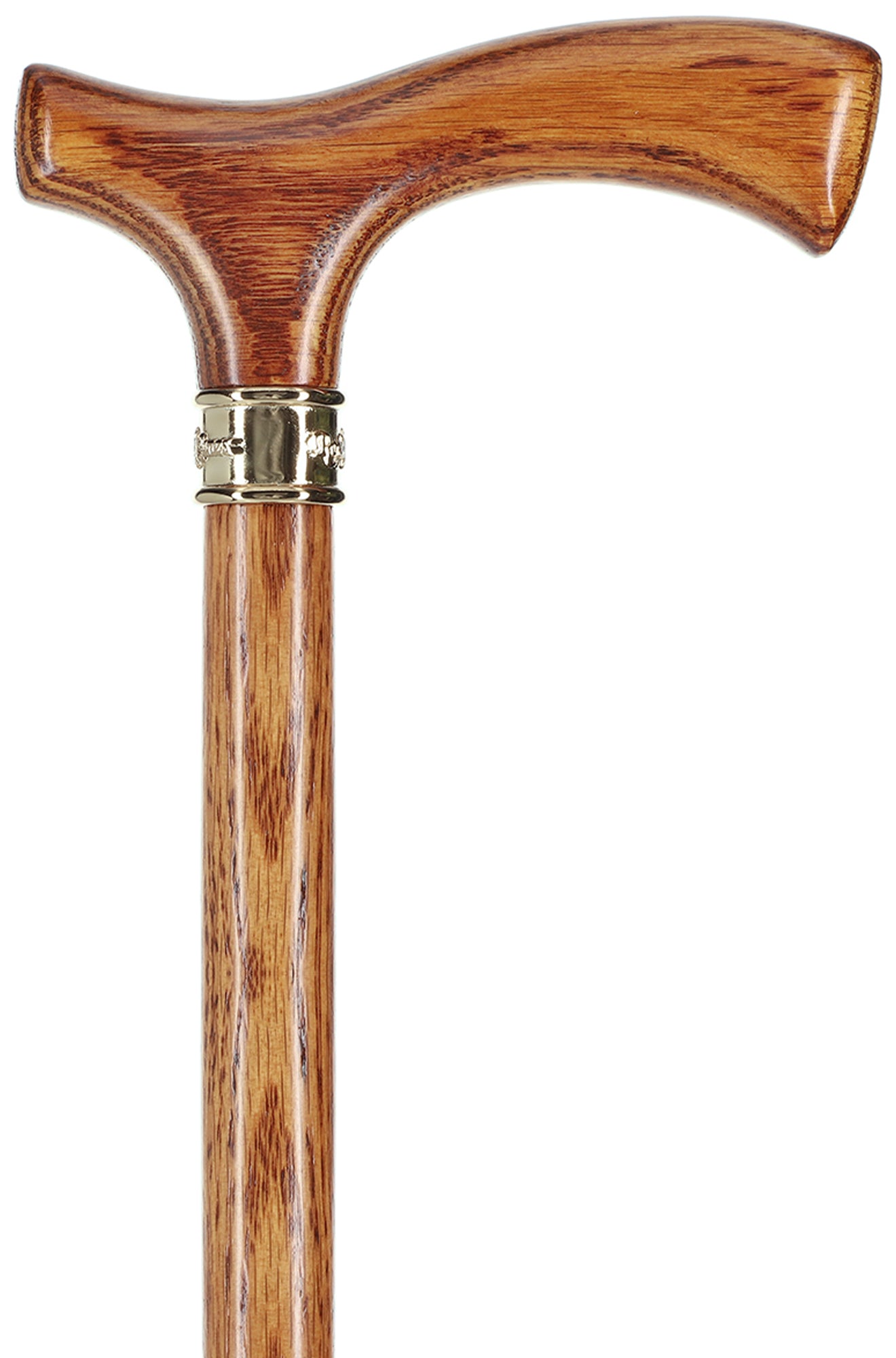 Elegant Fritz Oak Cane w/ Embossed Brass Collar Clearance 100% Guaranteed