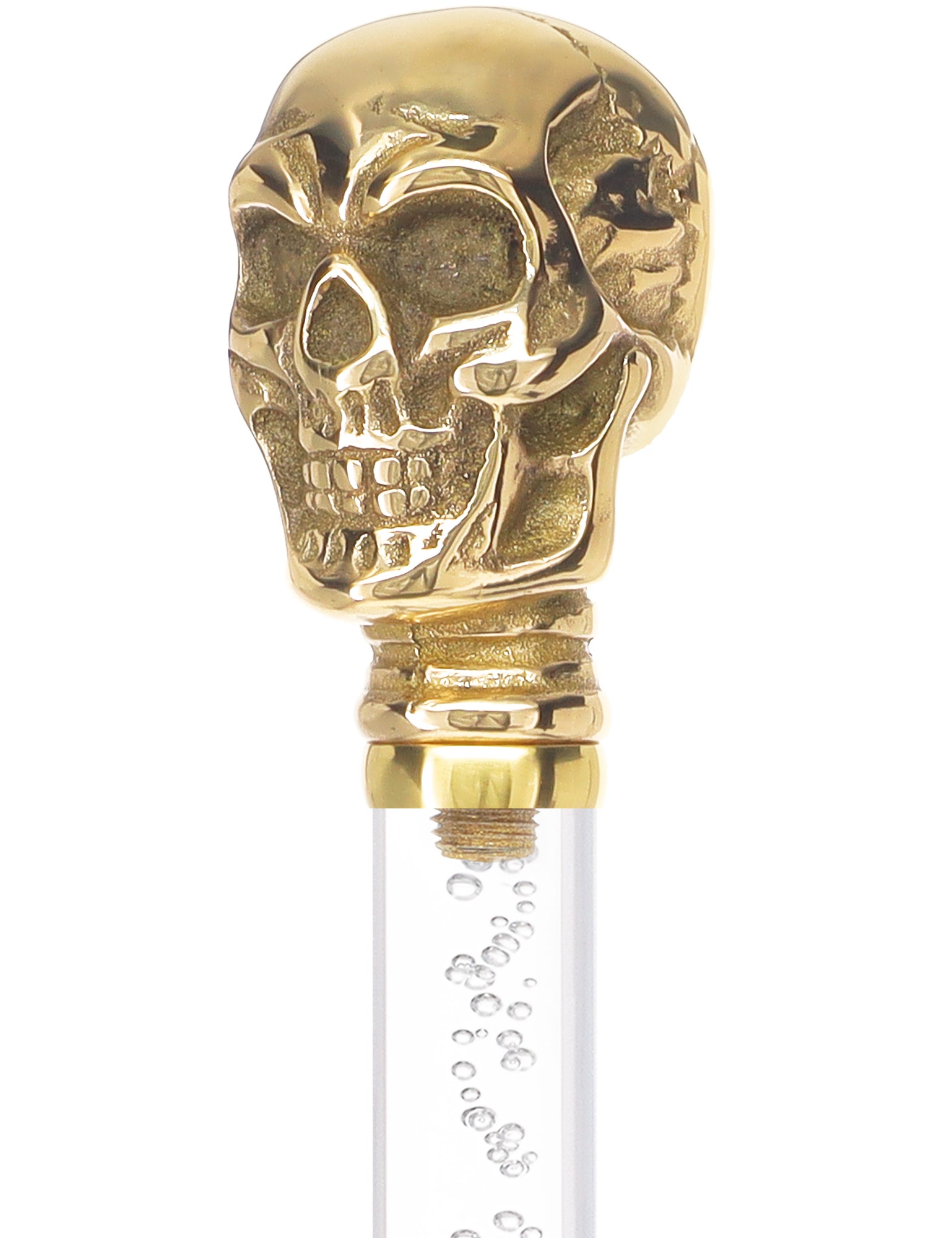 Crystal Elegance Brass Skull Cane with Invisible Acrylic Shaft Options Outlet