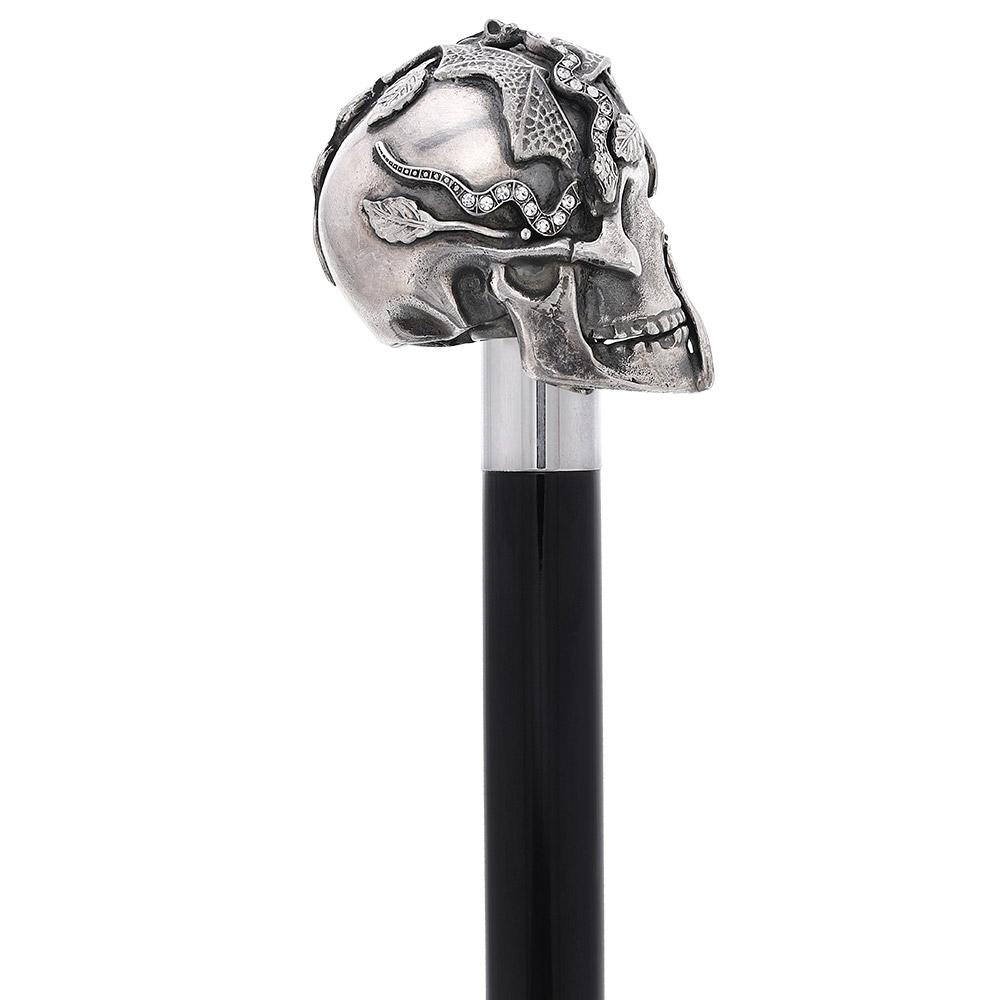 Italian Luxury: Skull & Snakes Cane, Crafted in 925r Silver Free Shipping Looking For