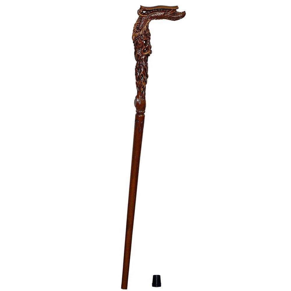 Dark Fiery Dragon Oak Wood Artisan Intricate Handcarved Cane Buy Cheap Fashion Style