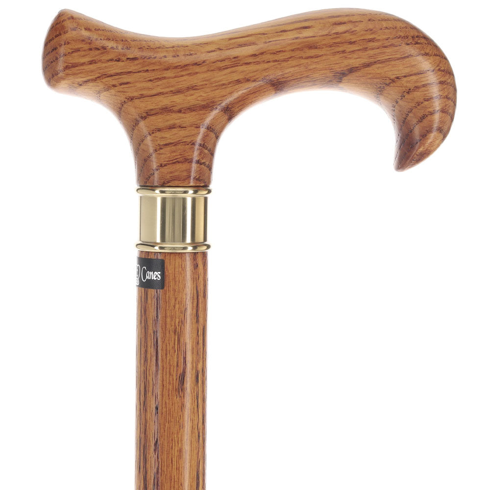 Scratch and Dent Extra Long, Super Strong Oak Derby Walking Cane w/ Brass collar V3212 Cheap Finishline