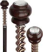 Scratch and Dent Rhinestone Knob Walking Stick With Pine Inlaid Wenge Wood Shaft and Silver Collar V2374 Real Cheap Online