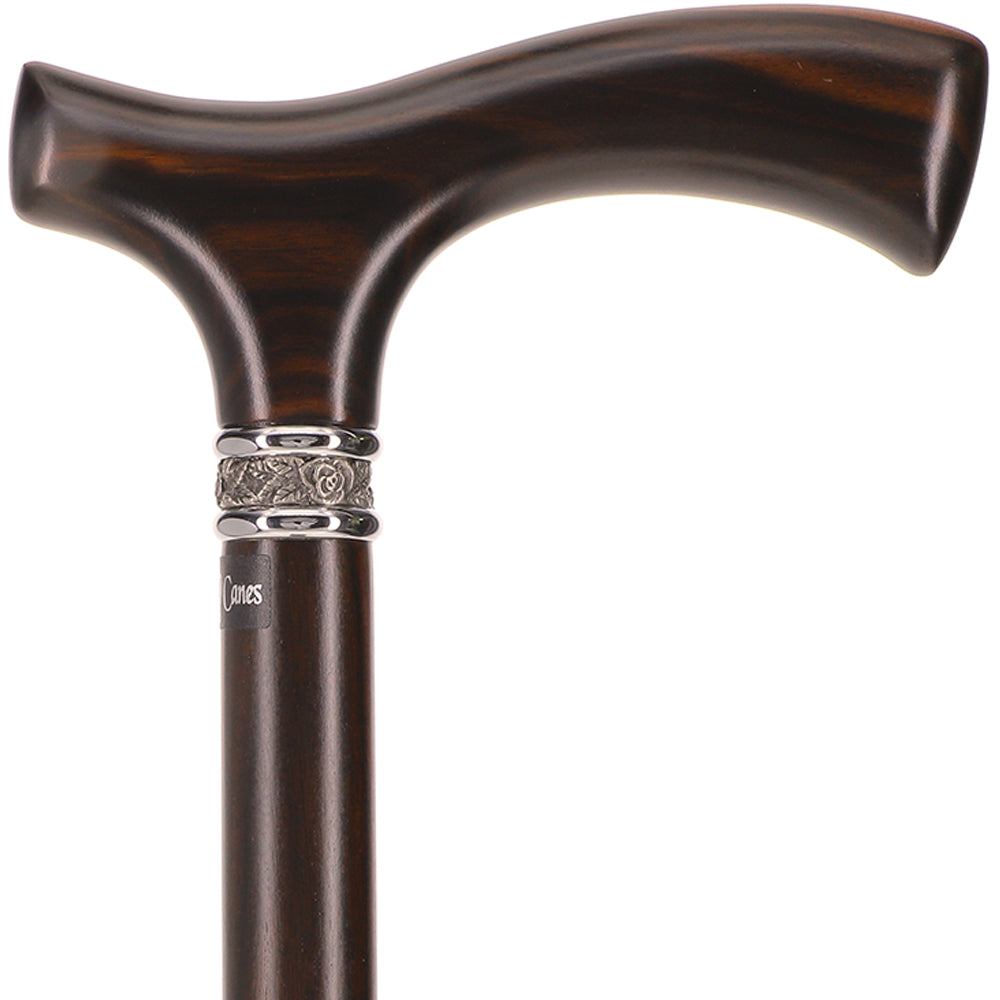 Luxury Genuine Ebony Fritz Handle Cane: Pewter Collar Detail Clearance Cheapest Pice