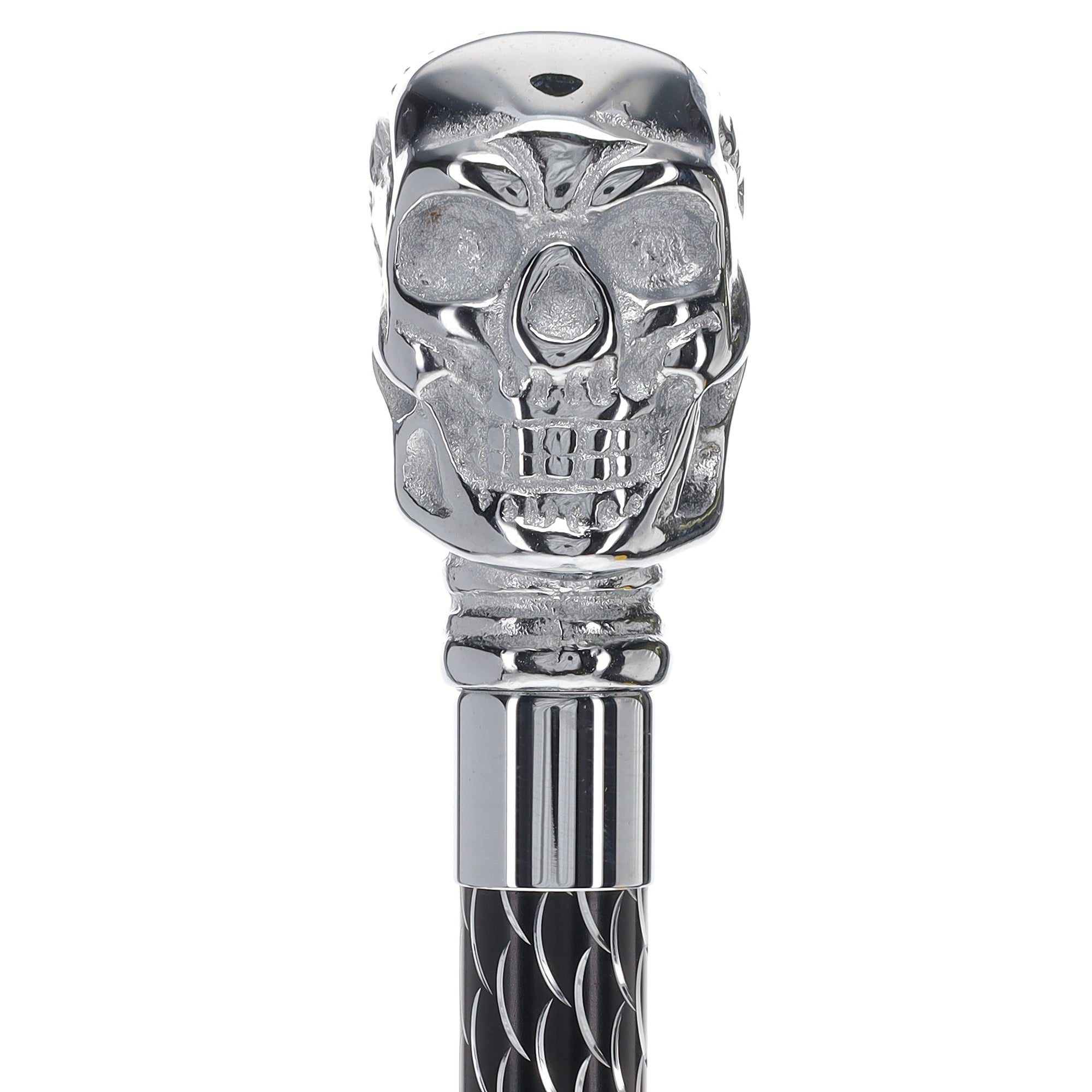 Scratch and Dent Chrome Skull Handle Walking Cane w/ Solid Black Adjustable Shaft V2149 Cheap Pice Original