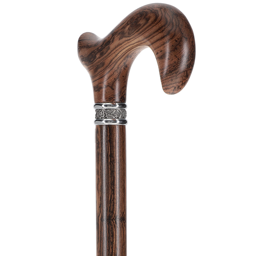 Scratch and Dent Derby Walking Cane With Genuine Bocote Wood Shaft and Pewter Rose Collar V1219 Cheap Sale Amazon