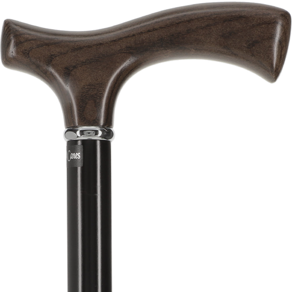 Scratch and Dent Black Ash Fritz Walking Cane With Black Beechwood Shaft and Silver Collar V2024 Visit