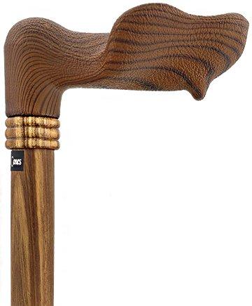 Scratch & Dent  Palm Grip Walking Cane With Zebrano Wood Shaft and Wooden Collar V1503 Clearance Reliable