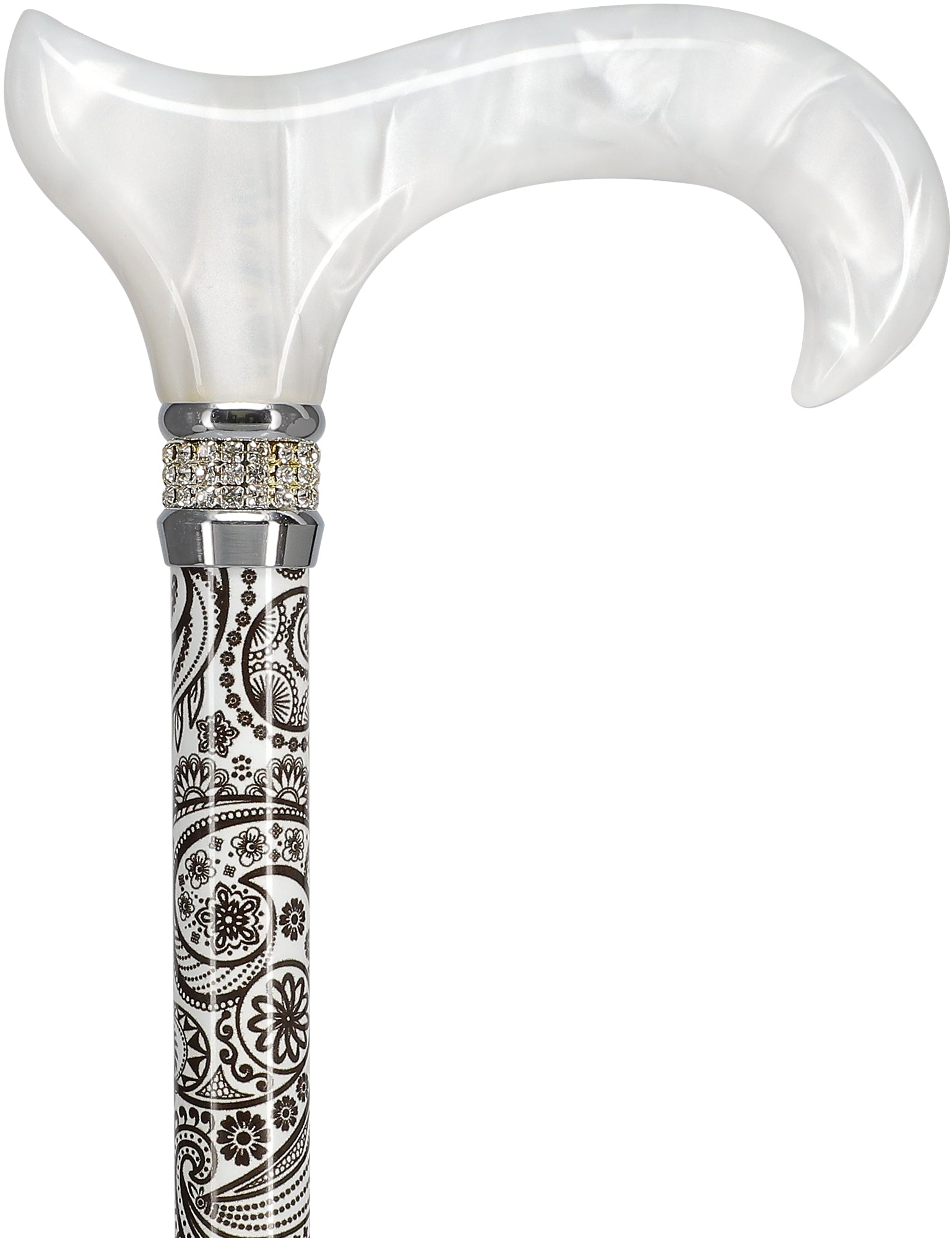 Rhinestone Designer Cane: Black & White Majesty Pearlz Visit Online