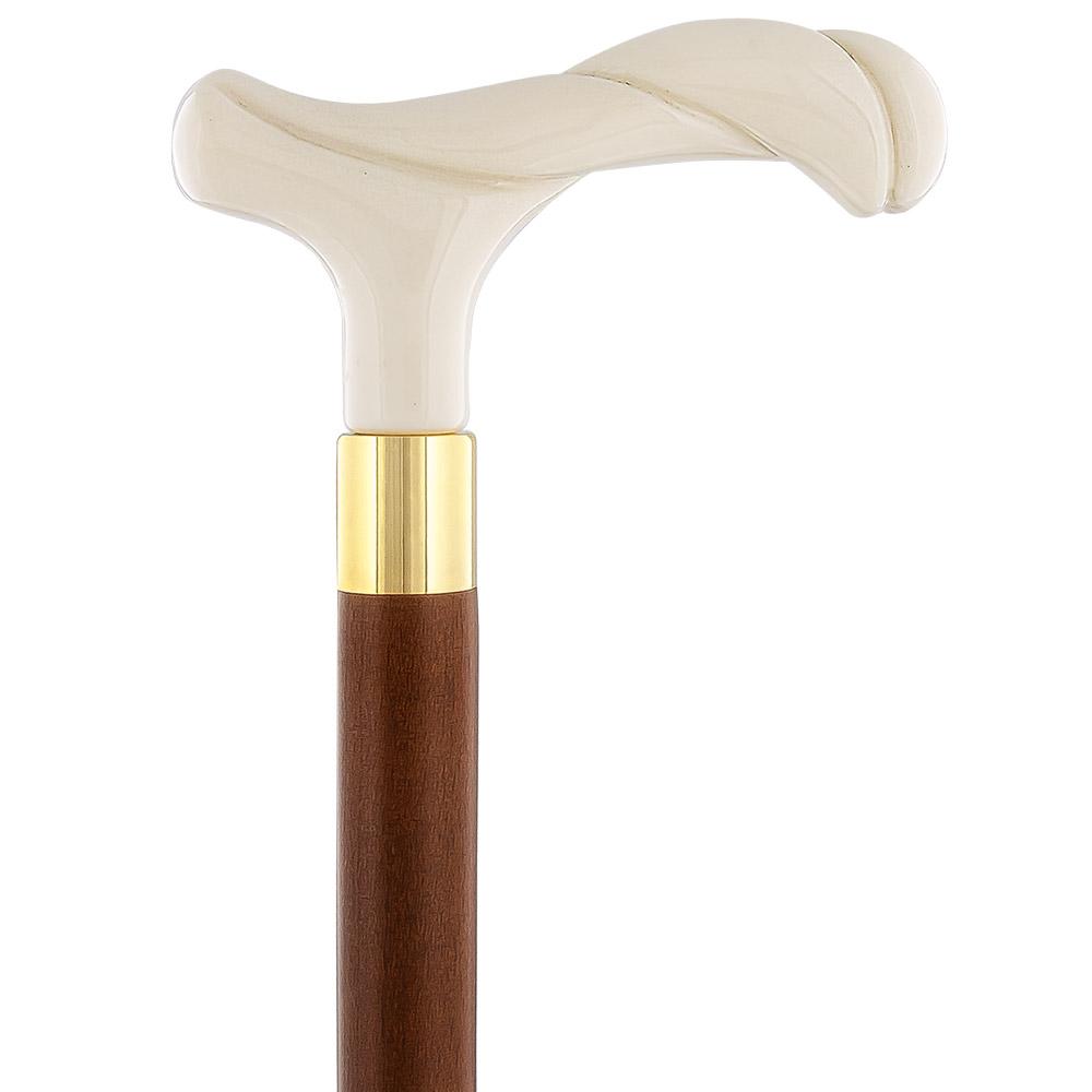 Elegantly Twisted Faux Ivory Fritz Handle Cane w/ Custom Shaft & Collar Discount Choice