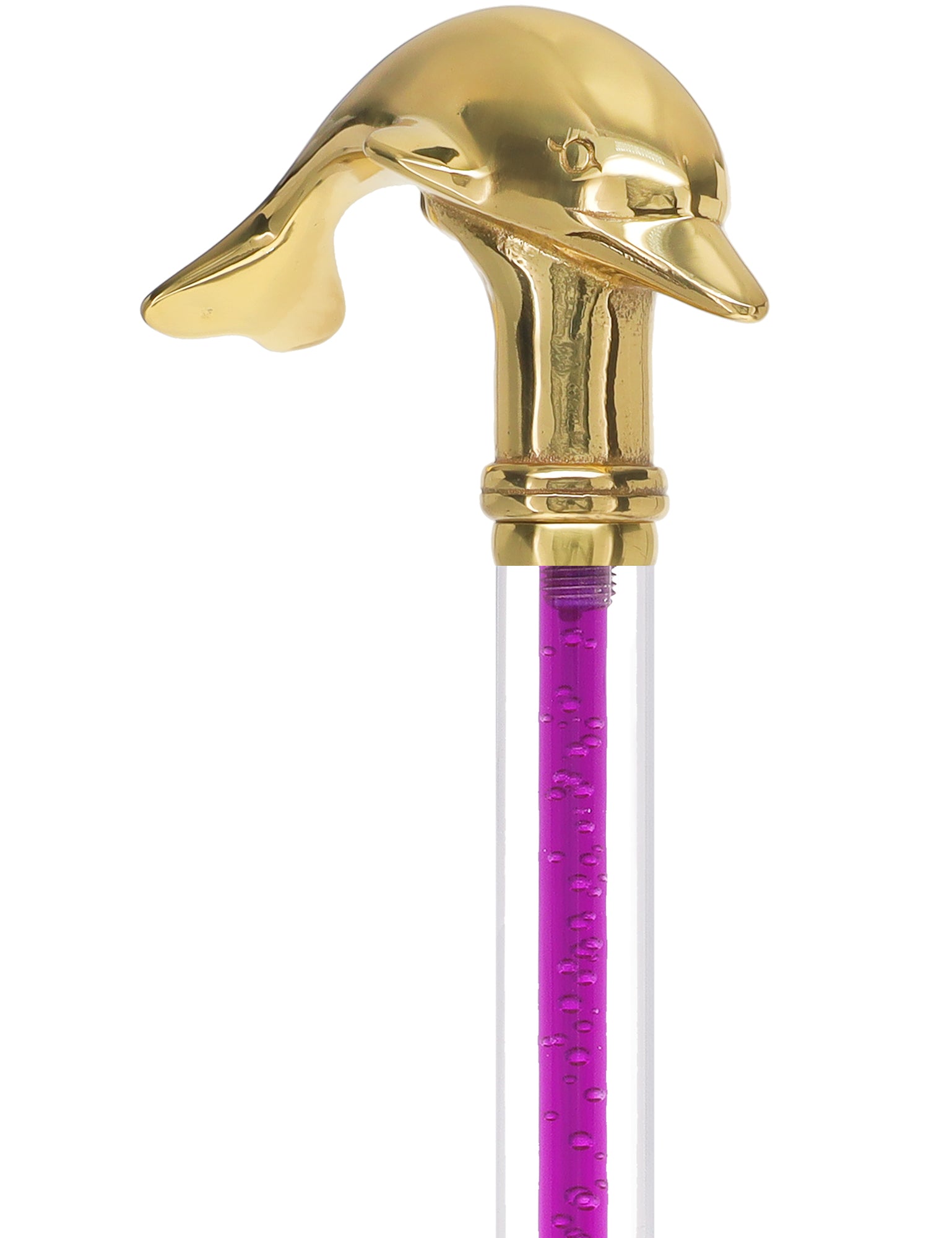 Color Crystal Elegance Brass Dolphin Cane with Invisible Acrylic Shaft Options Hot Sale