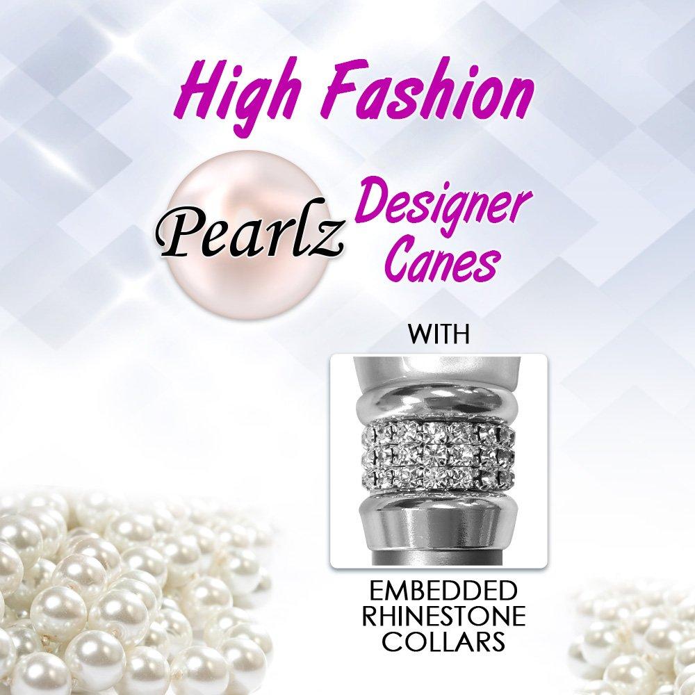 Scratch and Dent Rhinestone Pearlz Designer Folding Cane: Elegant Black & White V3078 Good Selling Online