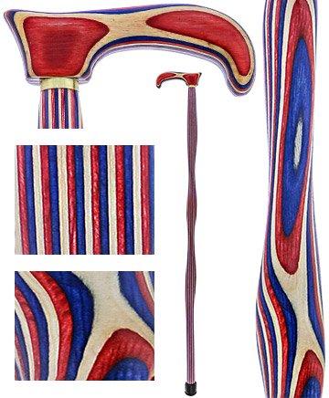 USA-Made Patriotic Twist Cane: Red, White & Blue Laminate Online Shop From China