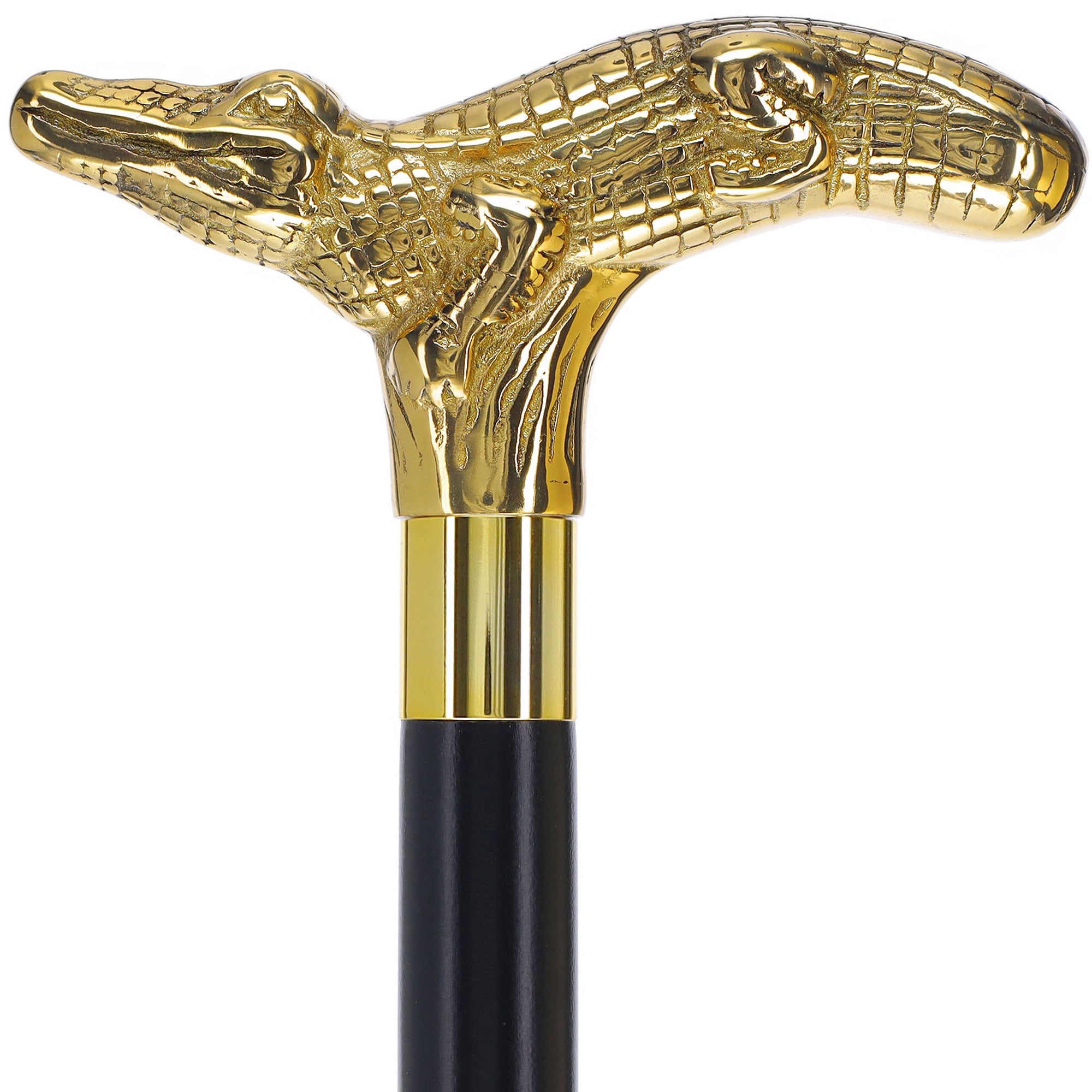 Premium Brass Alligator Handle Walking Cane: Custom Shaft & Collar Sale Cost