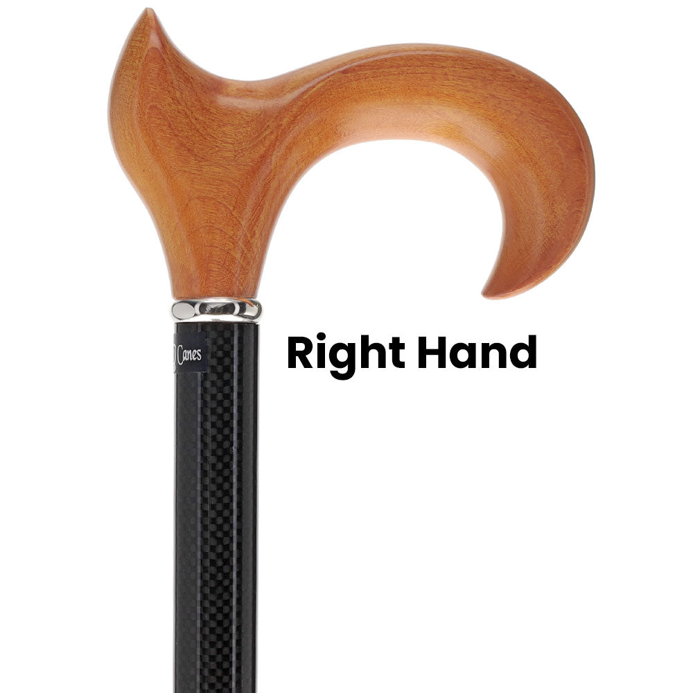 Cherry Maple Ergonomic Cane: Carbon Fiber Shaft, Silver Collar Best Pices Sale Online