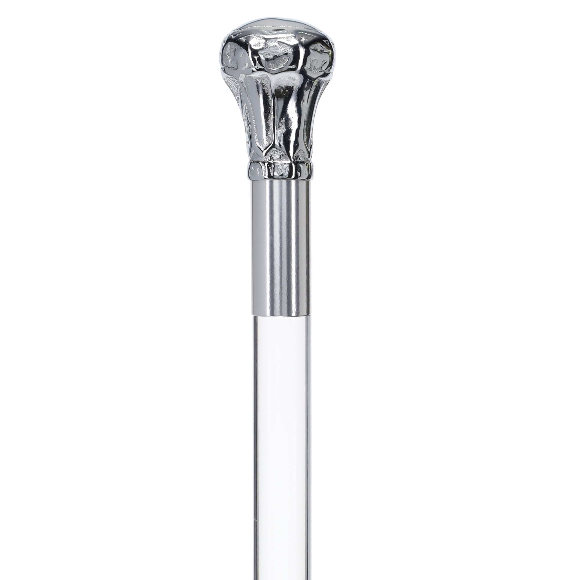 Scratch and Dent Chrome Plated Knob Handle Walking Cane w/ Lucite Shaft & Gold Collar V2103 Clearance Classic